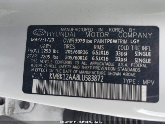 Photo 8 VIN: KM8K12AA8LU583872 - HYUNDAI KONA 