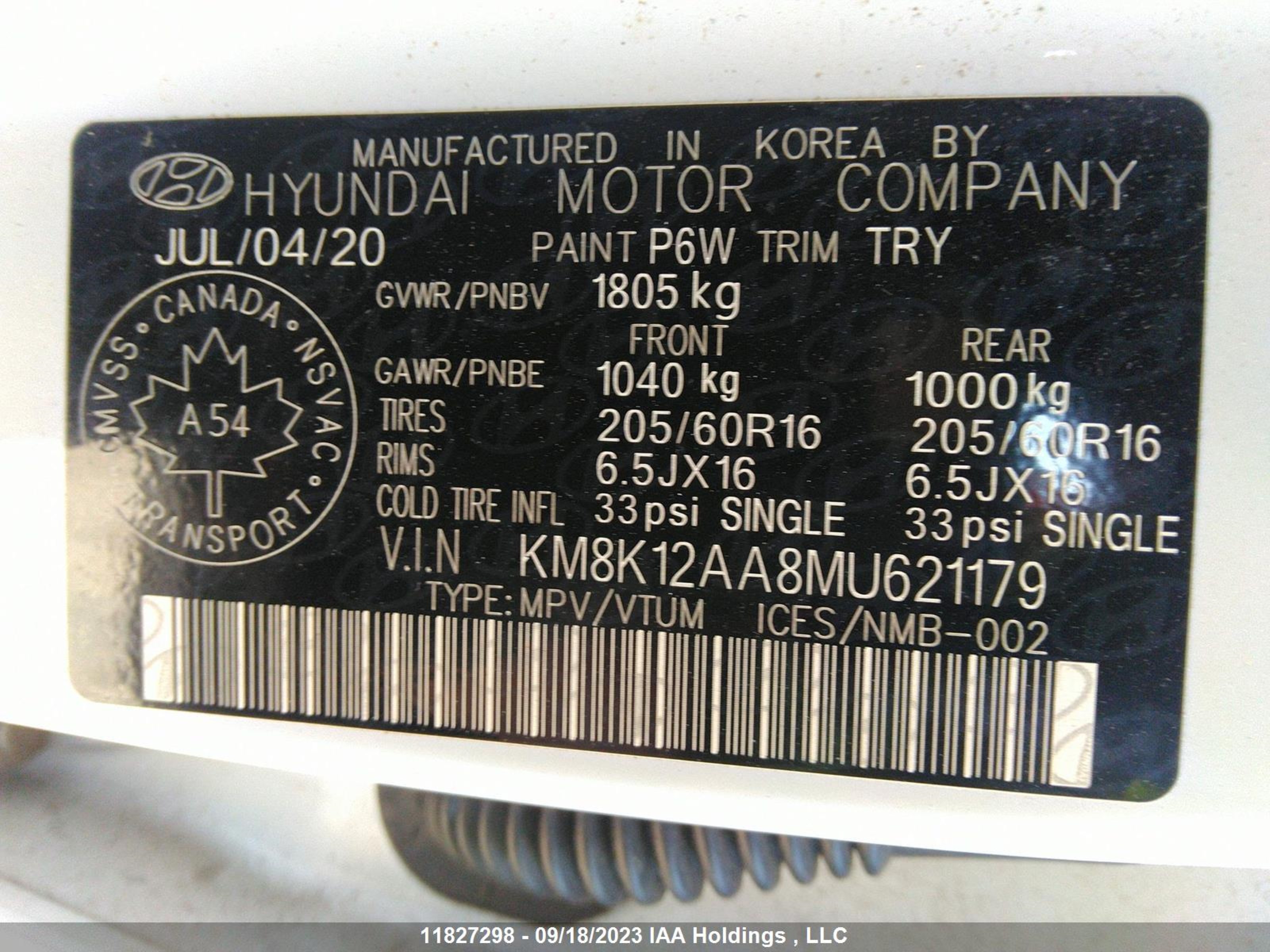 Photo 8 VIN: KM8K12AA8MU621179 - HYUNDAI KONA 