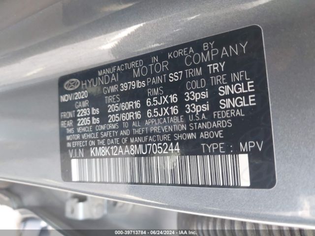 Photo 8 VIN: KM8K12AA8MU705244 - HYUNDAI KONA 