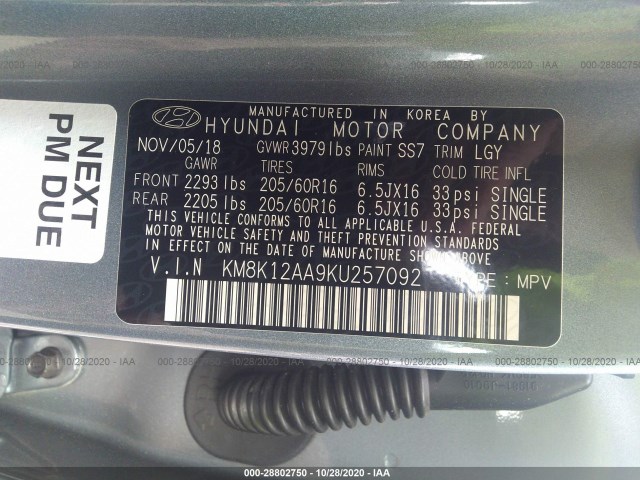 Photo 8 VIN: KM8K12AA9KU257092 - HYUNDAI KONA 