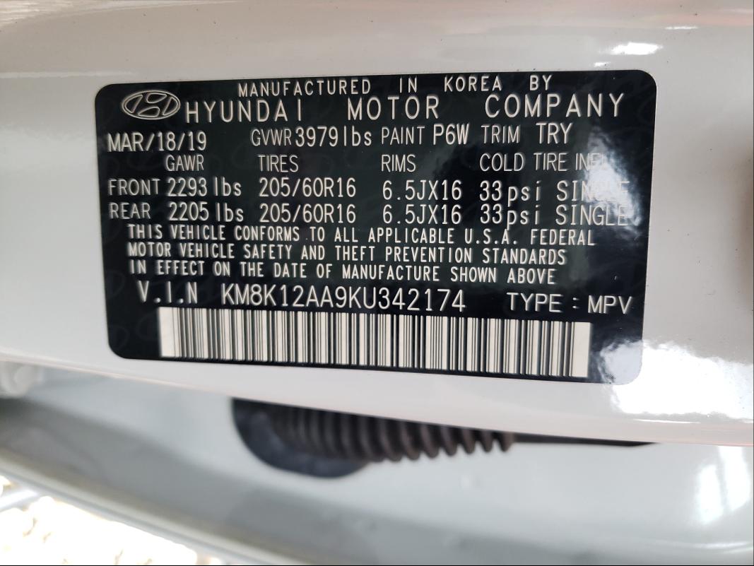 Photo 9 VIN: KM8K12AA9KU342174 - HYUNDAI KONA SE 