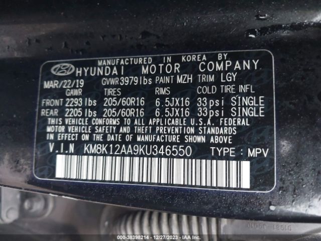 Photo 8 VIN: KM8K12AA9KU346550 - HYUNDAI KONA 