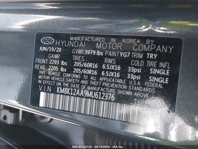 Photo 8 VIN: KM8K12AA9MU612376 - HYUNDAI KONA 