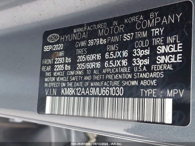 Photo 8 VIN: KM8K12AA9MU661030 - HYUNDAI KONA 