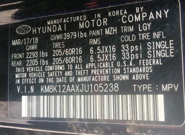 Photo 8 VIN: KM8K12AAXJU105238 - HYUNDAI KONA 