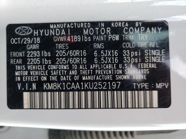 Photo 12 VIN: KM8K1CAA1KU252197 - HYUNDAI KONA 