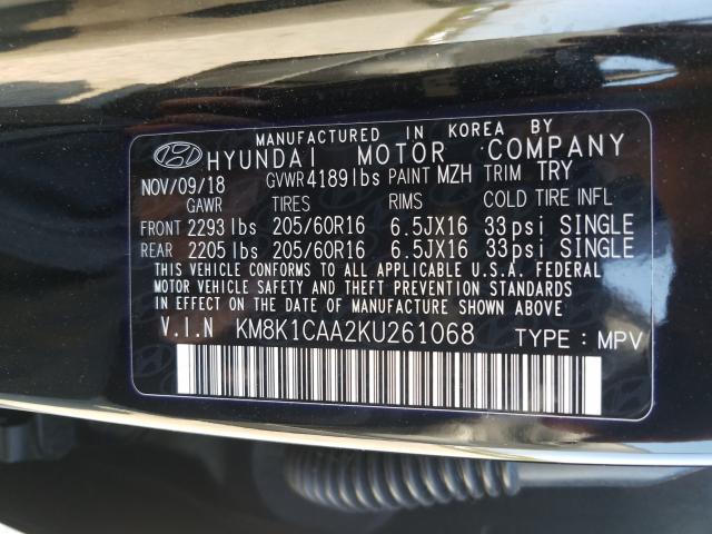 Photo 9 VIN: KM8K1CAA2KU261068 - HYUNDAI KONA 