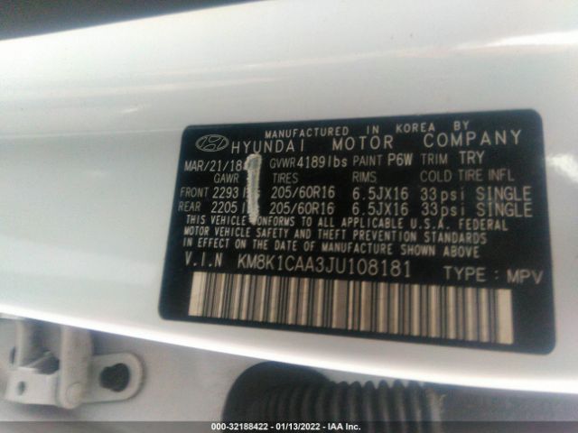 Photo 8 VIN: KM8K1CAA3JU108181 - HYUNDAI KONA 