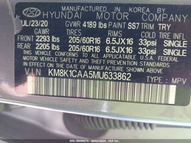 Photo 8 VIN: KM8K1CAA5MU633862 - HYUNDAI KONA 