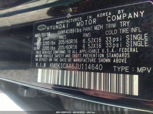 Photo 8 VIN: KM8K1CAA6JU114640 - HYUNDAI KONA 