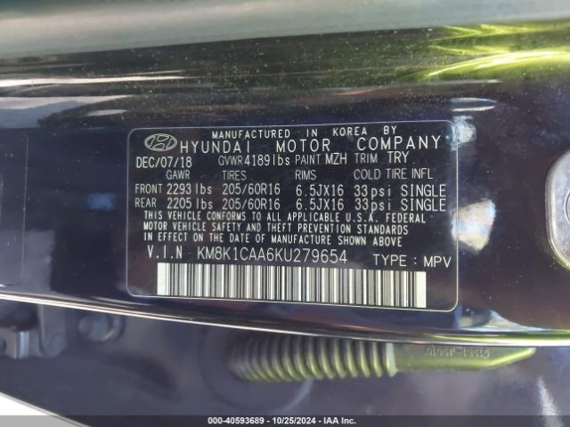 Photo 8 VIN: KM8K1CAA6KU279654 - HYUNDAI KONA 