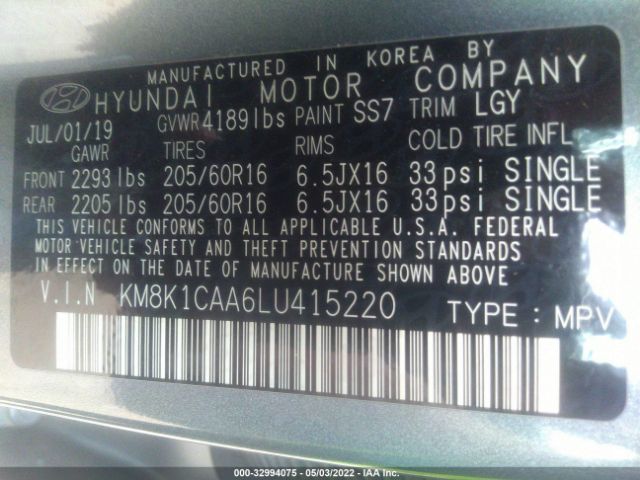 Photo 8 VIN: KM8K1CAA6LU415220 - HYUNDAI KONA 