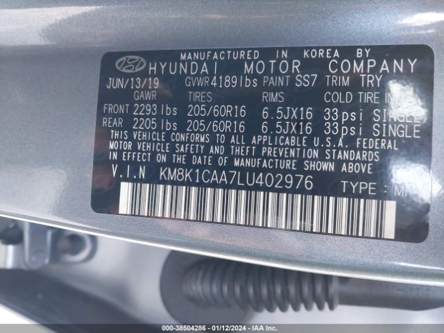 Photo 8 VIN: KM8K1CAA7LU402976 - HYUNDAI KONA 