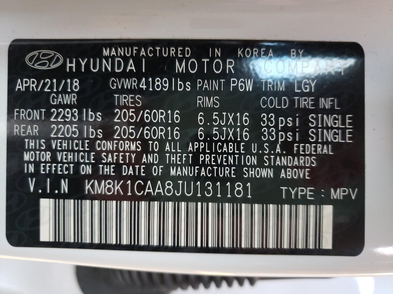 Photo 9 VIN: KM8K1CAA8JU131181 - HYUNDAI KONA SE 