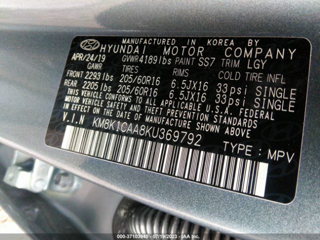 Photo 8 VIN: KM8K1CAA8KU369792 - HYUNDAI KONA 