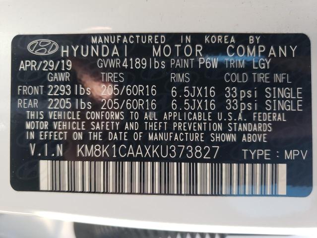 Photo 12 VIN: KM8K1CAAXKU373827 - HYUNDAI KONA SE 