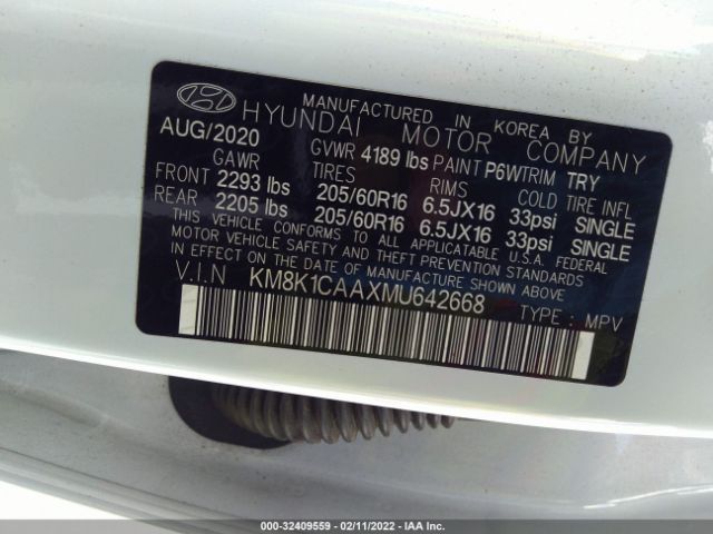 Photo 8 VIN: KM8K1CAAXMU642668 - HYUNDAI KONA 