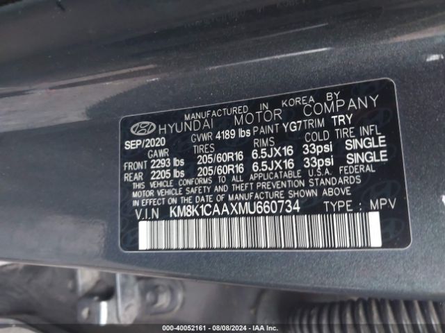 Photo 8 VIN: KM8K1CAAXMU660734 - HYUNDAI KONA 