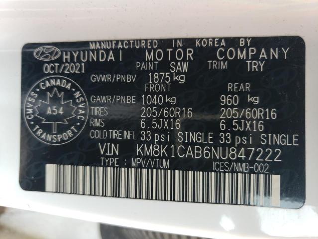 Photo 11 VIN: KM8K1CAB6NU847222 - HYUNDAI KONA 