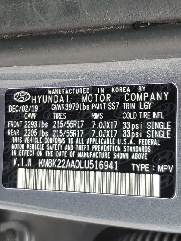 Photo 9 VIN: KM8K22AA0LU516941 - HYUNDAI KONA SEL 