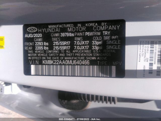 Photo 8 VIN: KM8K22AA0MU640466 - HYUNDAI KONA 