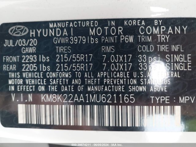 Photo 8 VIN: KM8K22AA1MU621165 - HYUNDAI KONA 