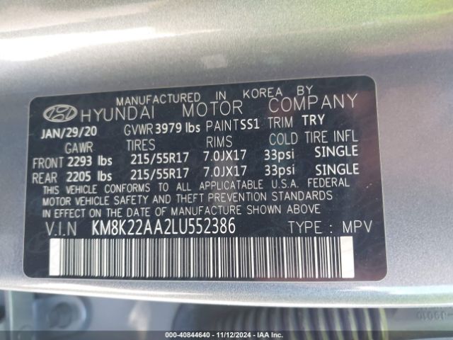 Photo 8 VIN: KM8K22AA2LU552386 - HYUNDAI KONA 