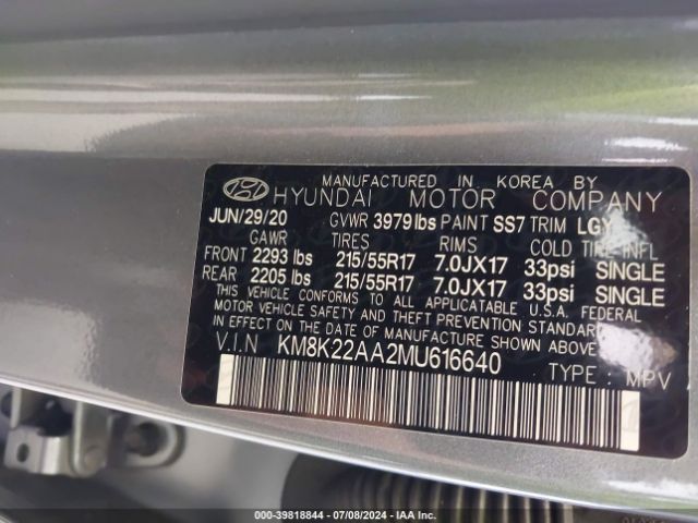 Photo 8 VIN: KM8K22AA2MU616640 - HYUNDAI KONA 