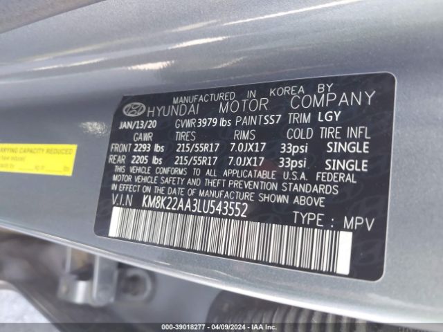 Photo 8 VIN: KM8K22AA3LU543552 - HYUNDAI KONA 