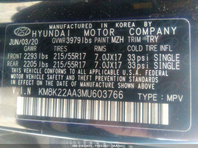 Photo 8 VIN: KM8K22AA3MU603766 - HYUNDAI KONA 