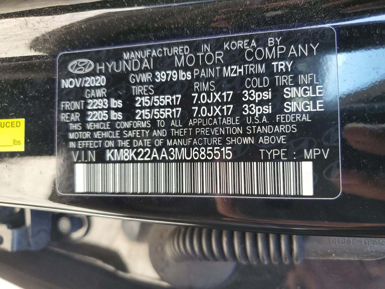 Photo 12 VIN: KM8K22AA3MU685515 - HYUNDAI KONA 