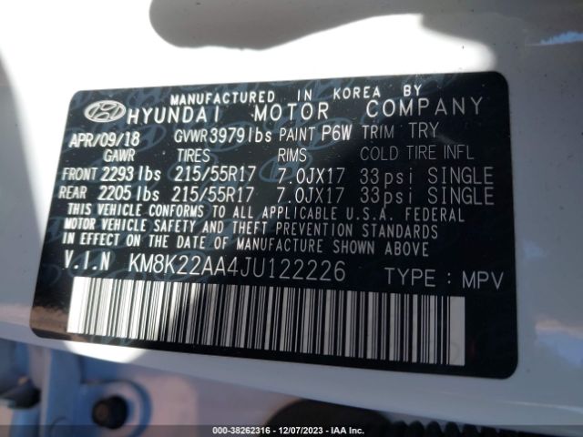 Photo 8 VIN: KM8K22AA4JU122226 - HYUNDAI KONA 