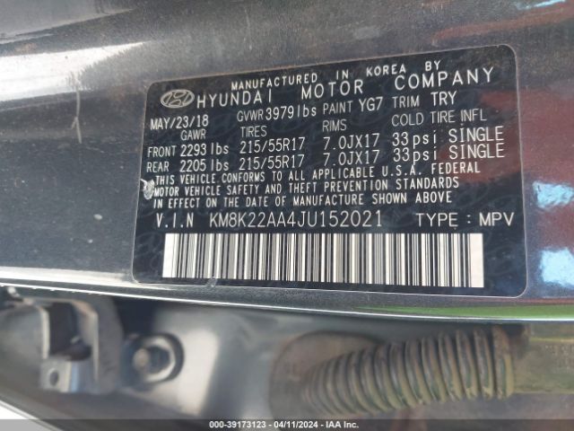 Photo 8 VIN: KM8K22AA4JU152021 - HYUNDAI KONA 