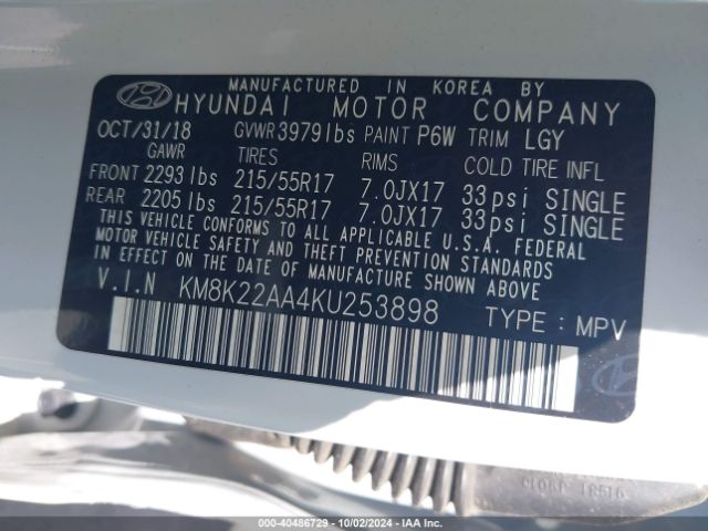 Photo 8 VIN: KM8K22AA4KU253898 - HYUNDAI KONA 