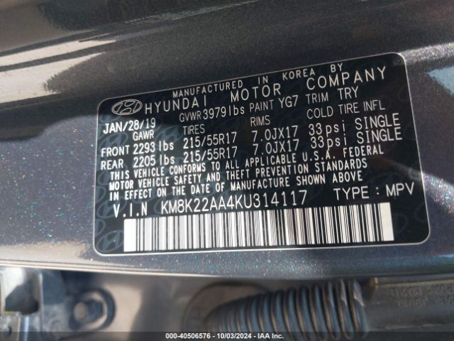 Photo 8 VIN: KM8K22AA4KU314117 - HYUNDAI KONA 