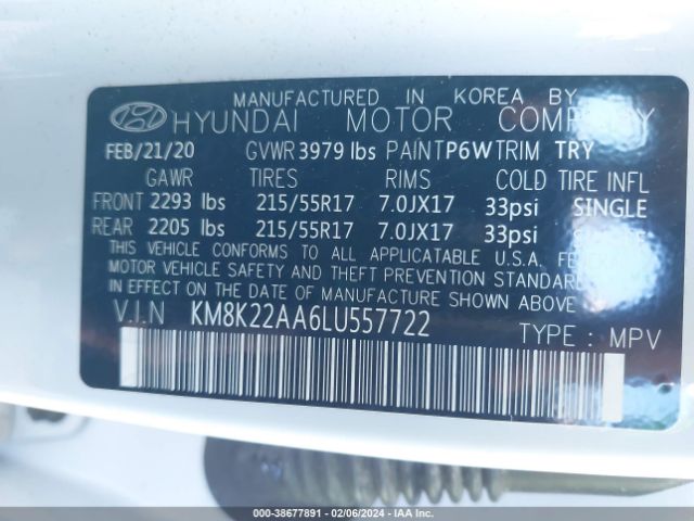 Photo 8 VIN: KM8K22AA6LU557722 - HYUNDAI KONA 