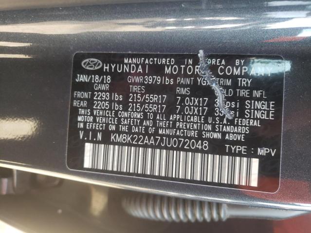 Photo 9 VIN: KM8K22AA7JU072048 - HYUNDAI KONA SEL 