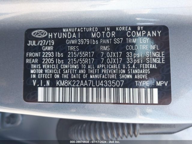 Photo 8 VIN: KM8K22AA7LU433507 - HYUNDAI KONA 