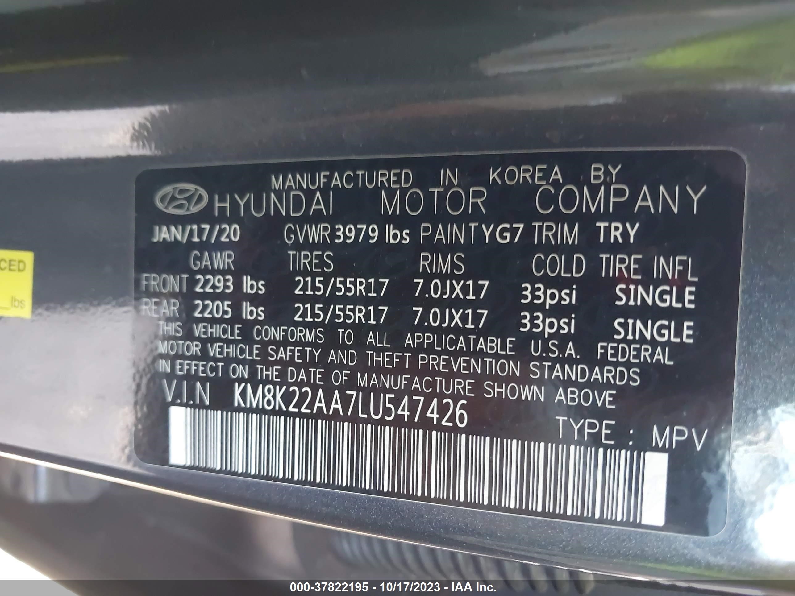 Photo 8 VIN: KM8K22AA7LU547426 - HYUNDAI KONA 