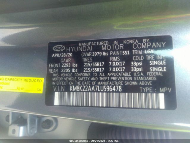 Photo 8 VIN: KM8K22AA7LU596478 - HYUNDAI KONA 