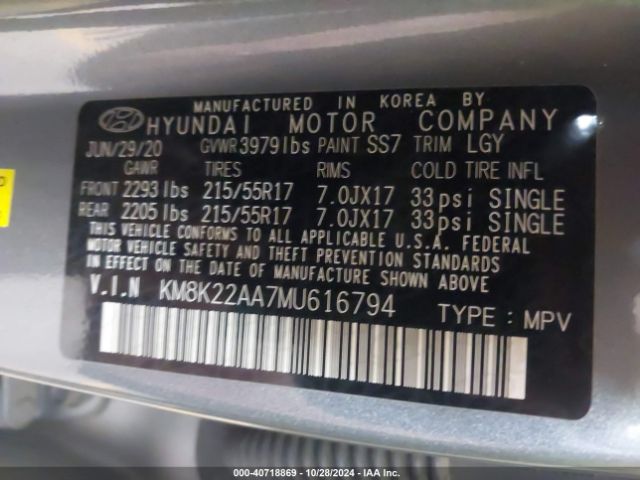 Photo 8 VIN: KM8K22AA7MU616794 - HYUNDAI KONA 