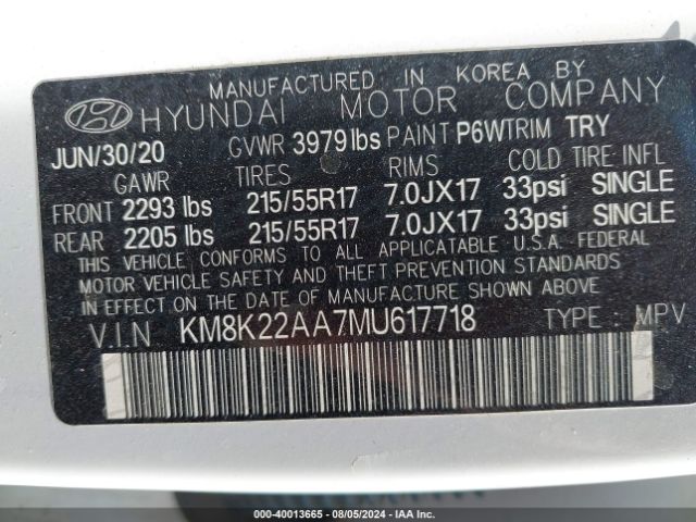 Photo 8 VIN: KM8K22AA7MU617718 - HYUNDAI KONA 