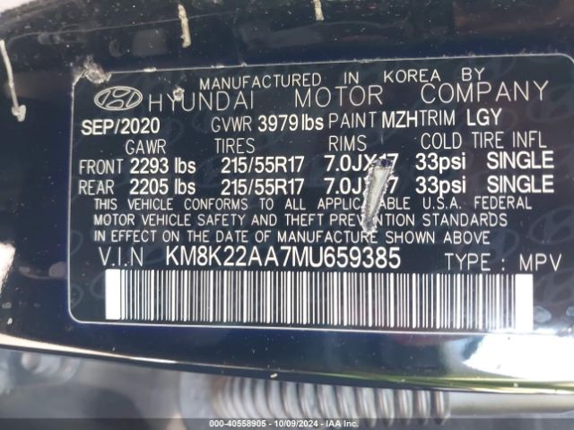 Photo 8 VIN: KM8K22AA7MU659385 - HYUNDAI KONA 