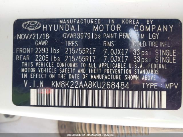 Photo 8 VIN: KM8K22AA8KU268484 - HYUNDAI KONA 