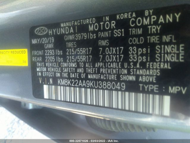 Photo 8 VIN: KM8K22AA9KU388049 - HYUNDAI KONA 