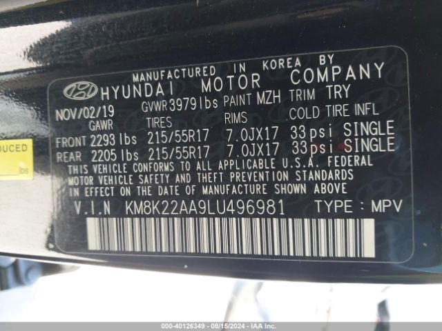 Photo 8 VIN: KM8K22AA9LU496981 - HYUNDAI KONA 