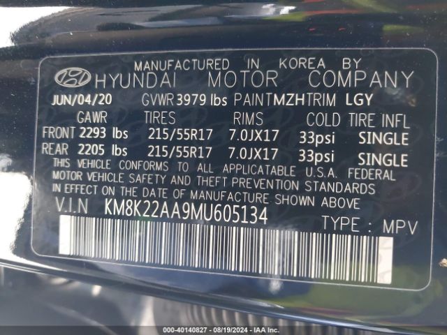 Photo 8 VIN: KM8K22AA9MU605134 - HYUNDAI KONA 