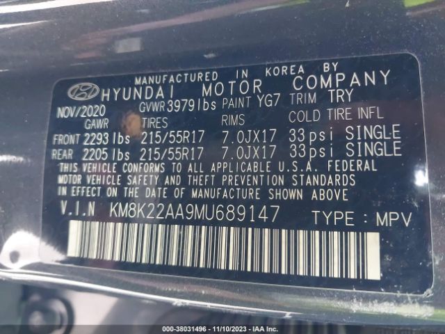 Photo 8 VIN: KM8K22AA9MU689147 - HYUNDAI KONA 