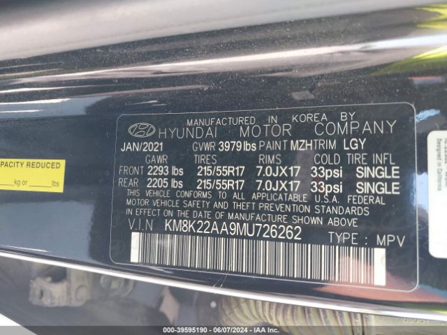 Photo 8 VIN: KM8K22AA9MU726262 - HYUNDAI KONA 