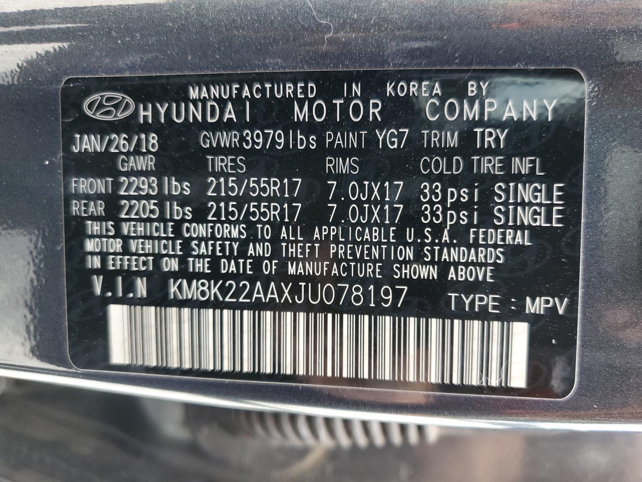 Photo 12 VIN: KM8K22AAXJU078197 - HYUNDAI KONA 